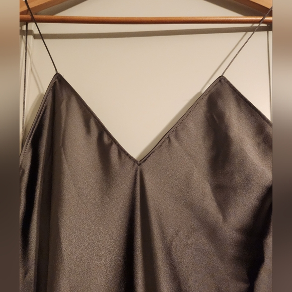 Zara Gray Satin Slip Maxi Dress with Open Back and Spaghetti Straps BNWT - Picture 8 of 13